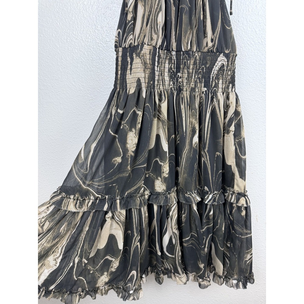 NWT Banana Republic Halter Mini Dress Marble Print in Green & Tan Size PXS - Picture 3 of 11